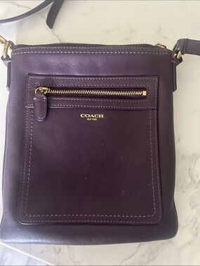 Coach Plum Leather Crossbody with Gold Hardware